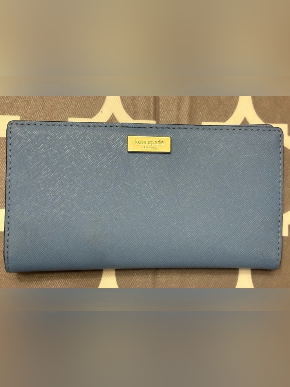 KATE SPADE Cloud Cover Blue Laurel Way Stacy Long Snap Wallet